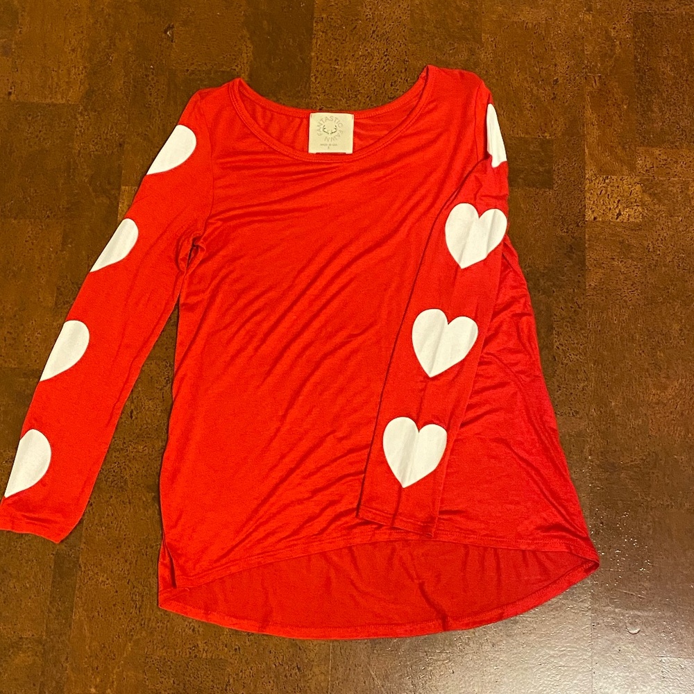 Long Sleeve Red Heart Shirt